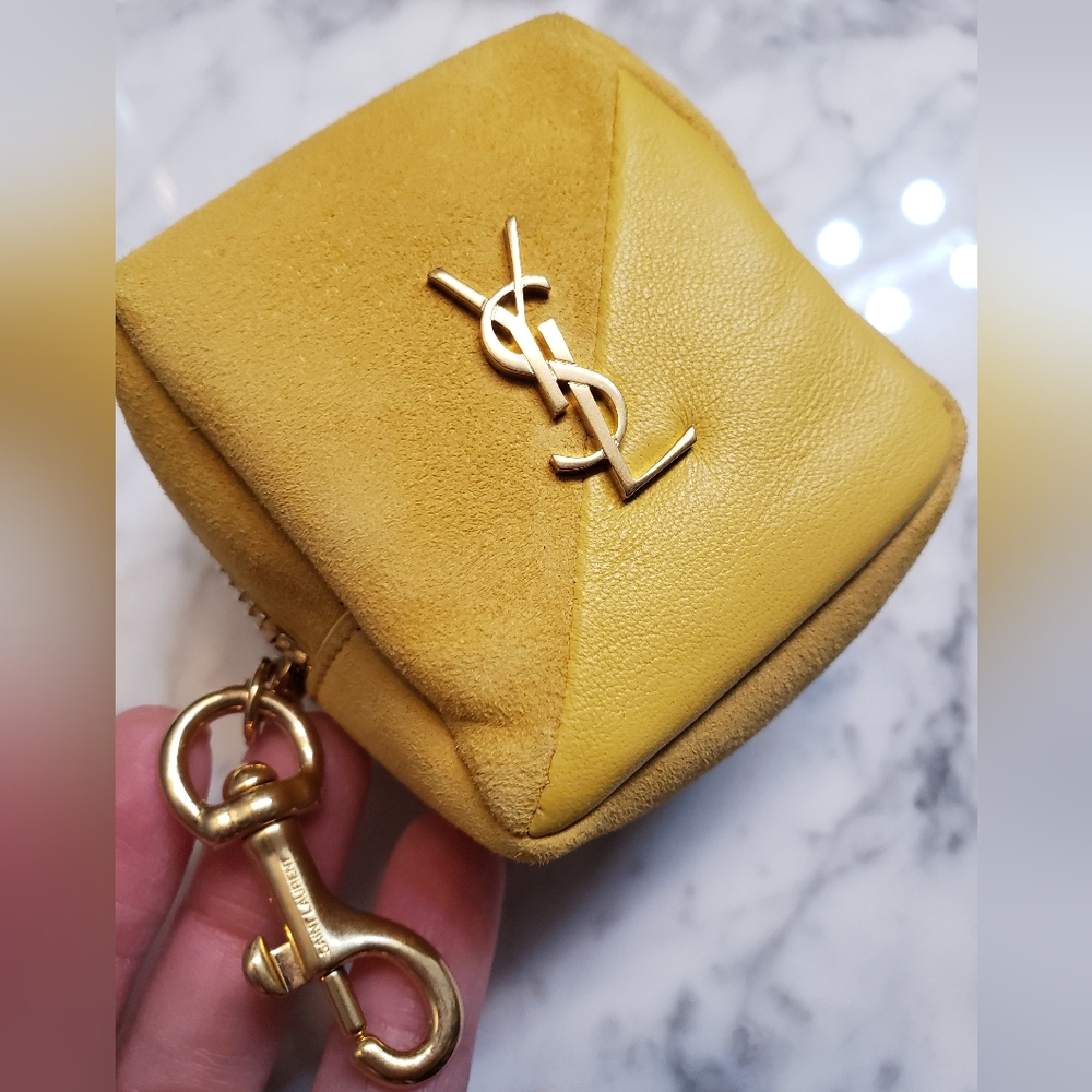 Saint Laurent Cube Molly Suede YSL Keyring/Coin pouch - Picture 3 of 11